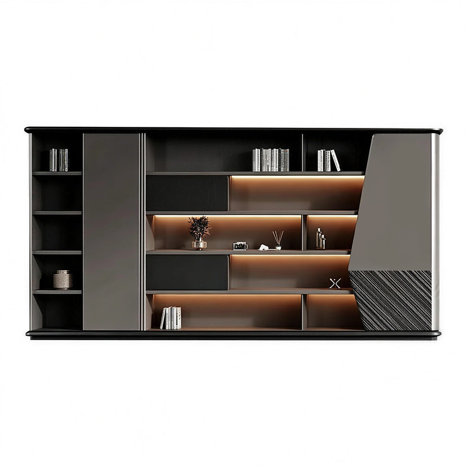 Modern Executive Desk with Dual-Tone, Side Storage & Fluted Front for Home Office
