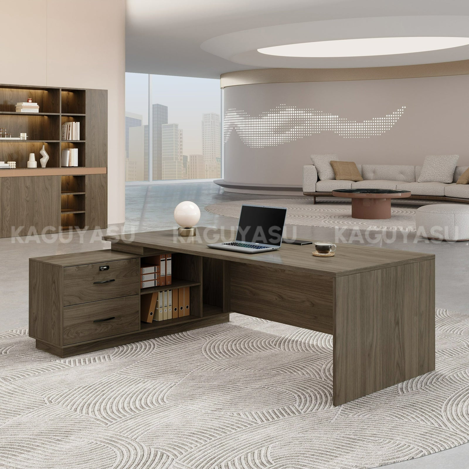 L-Shaped Executive Desk With Storage Cabinet And Privacy Panel – Modern Office Furniture For Home And Workplace LBZ-2141