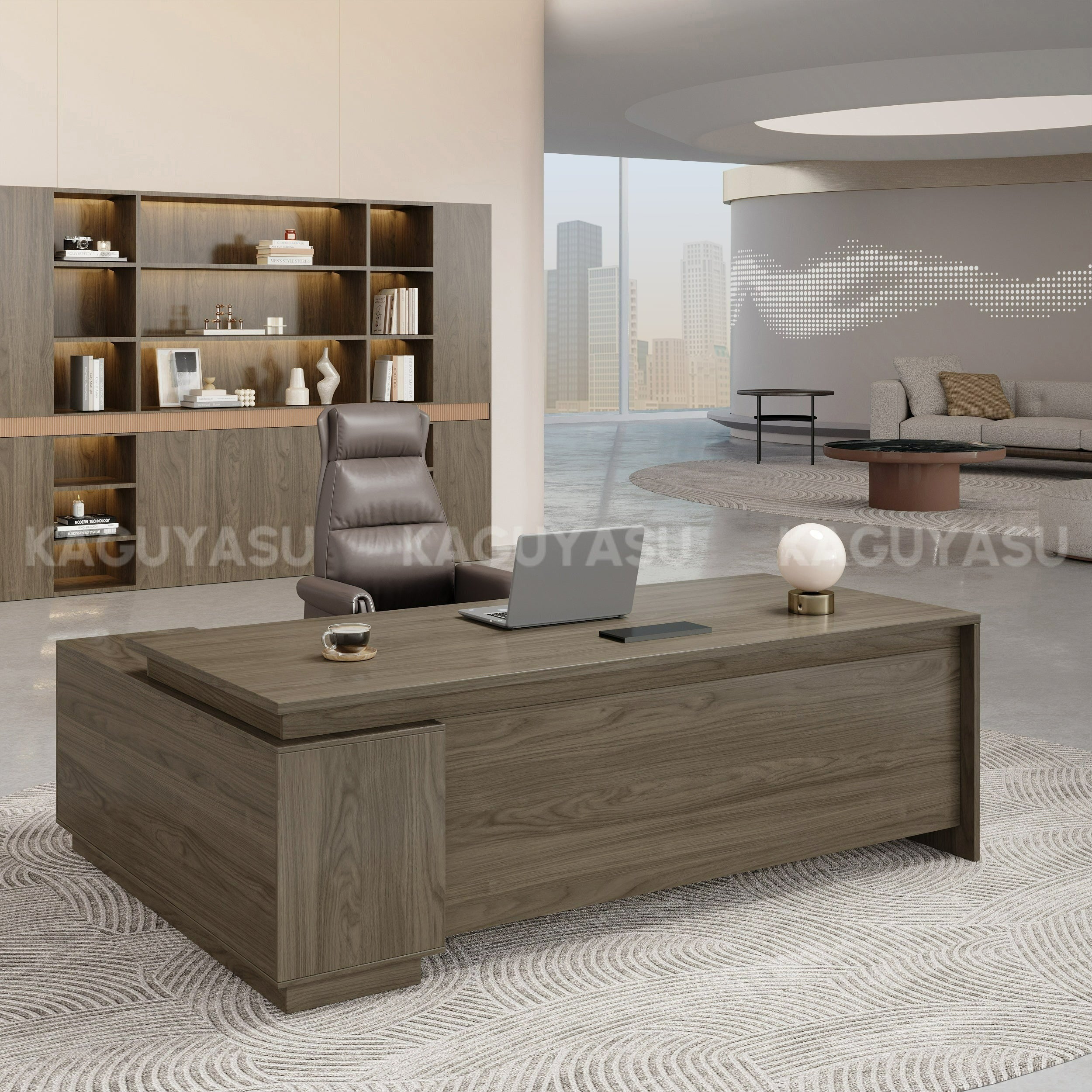 L-Shaped Executive Desk With Storage Cabinet And Privacy Panel – Moder
