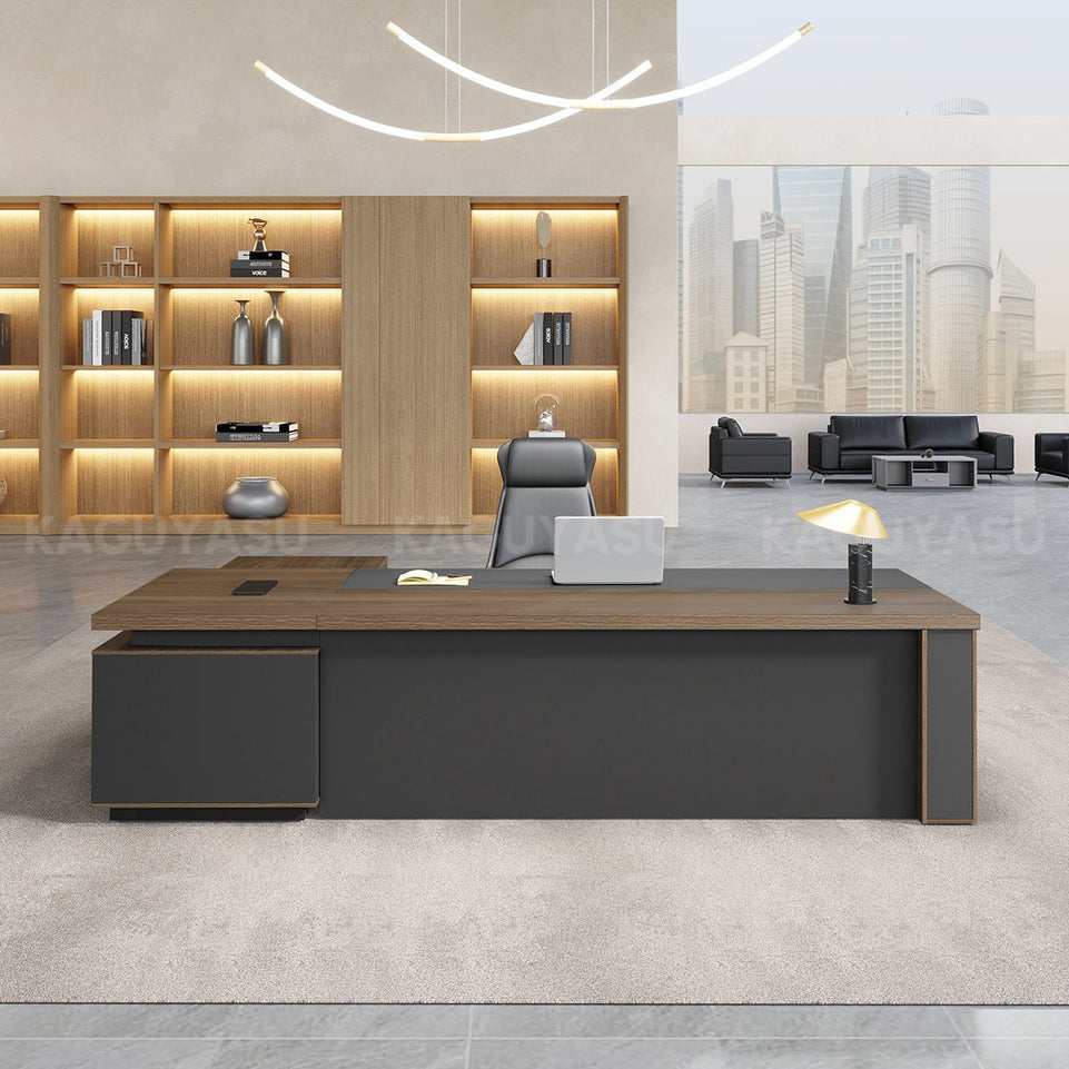 Modern High-End Executive Desk with Thick Desktop and Spacious Under-Desk Clearance LBZ-2143（In Stock）