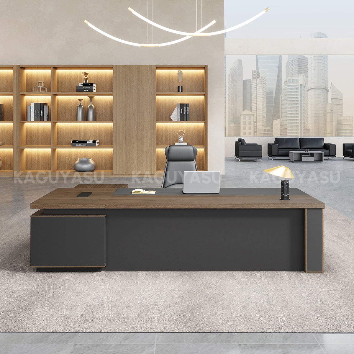 Modern L-Shaped Executive Office Desk with Lockable Storage Drawers LBZ-2143 (In Stock)