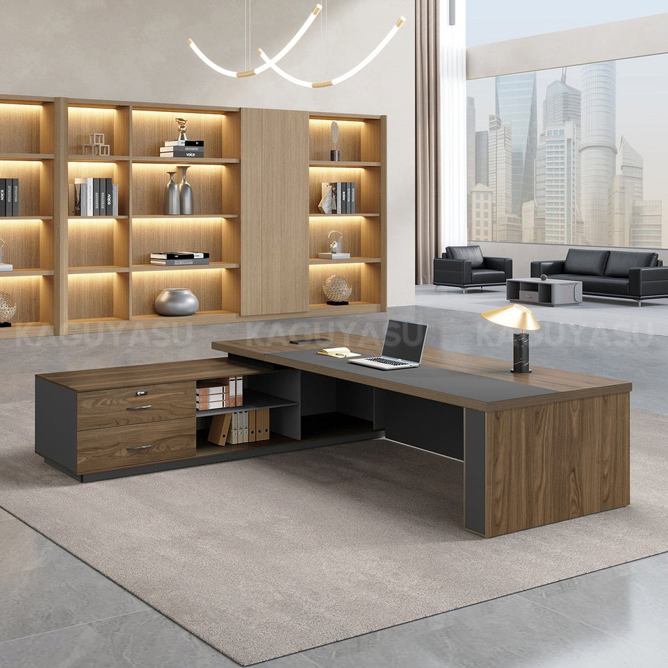 Modern High-End Executive Desk with Thick Desktop and Spacious Under-Desk Clearance LBZ-2143（In Stock）