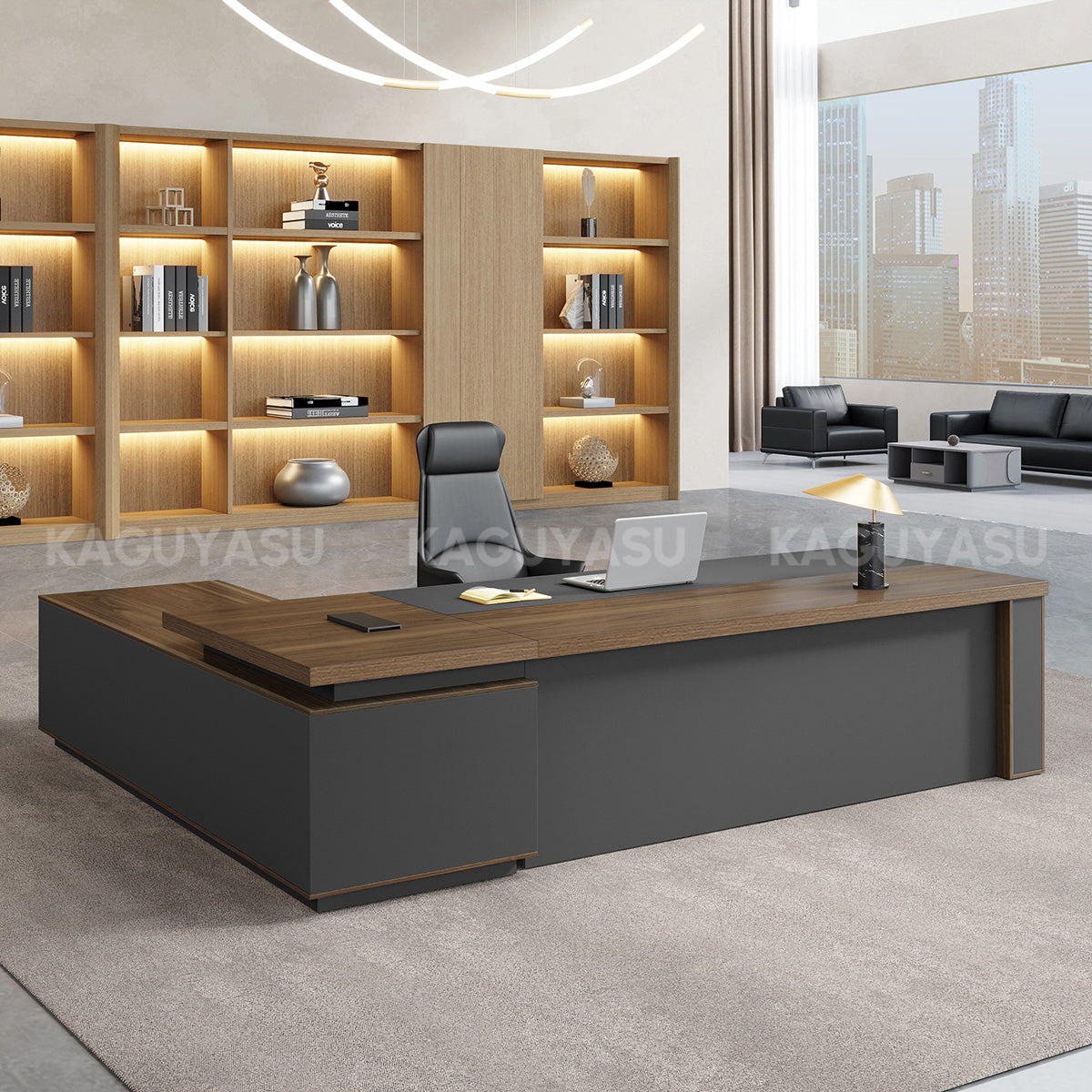 Modern L-Shaped Executive Office Desk with Lockable Storage Drawers LBZ-2143 (In Stock)