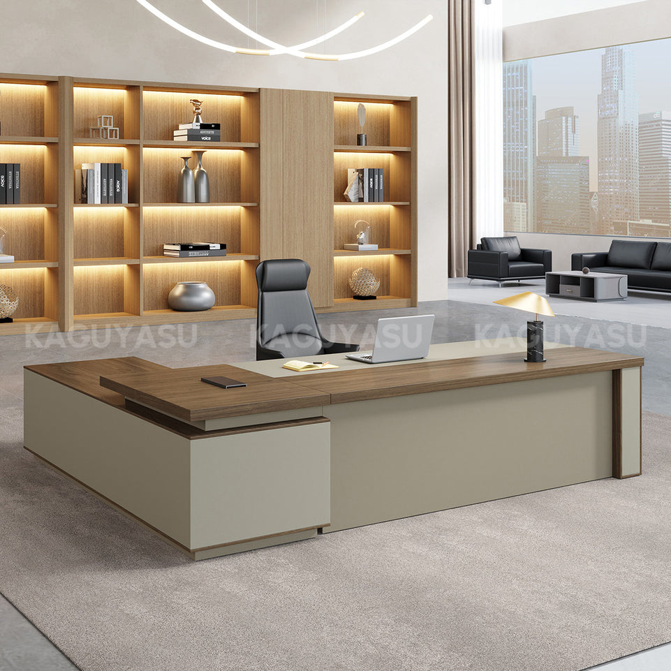 Modern L-Shaped Executive Office Desk with Lockable Storage Drawers LBZ-2143 (In Stock)