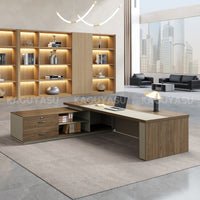 Modern L-Shaped Executive Office Desk with Lockable Storage Drawers LBZ-2143 (In Stock)