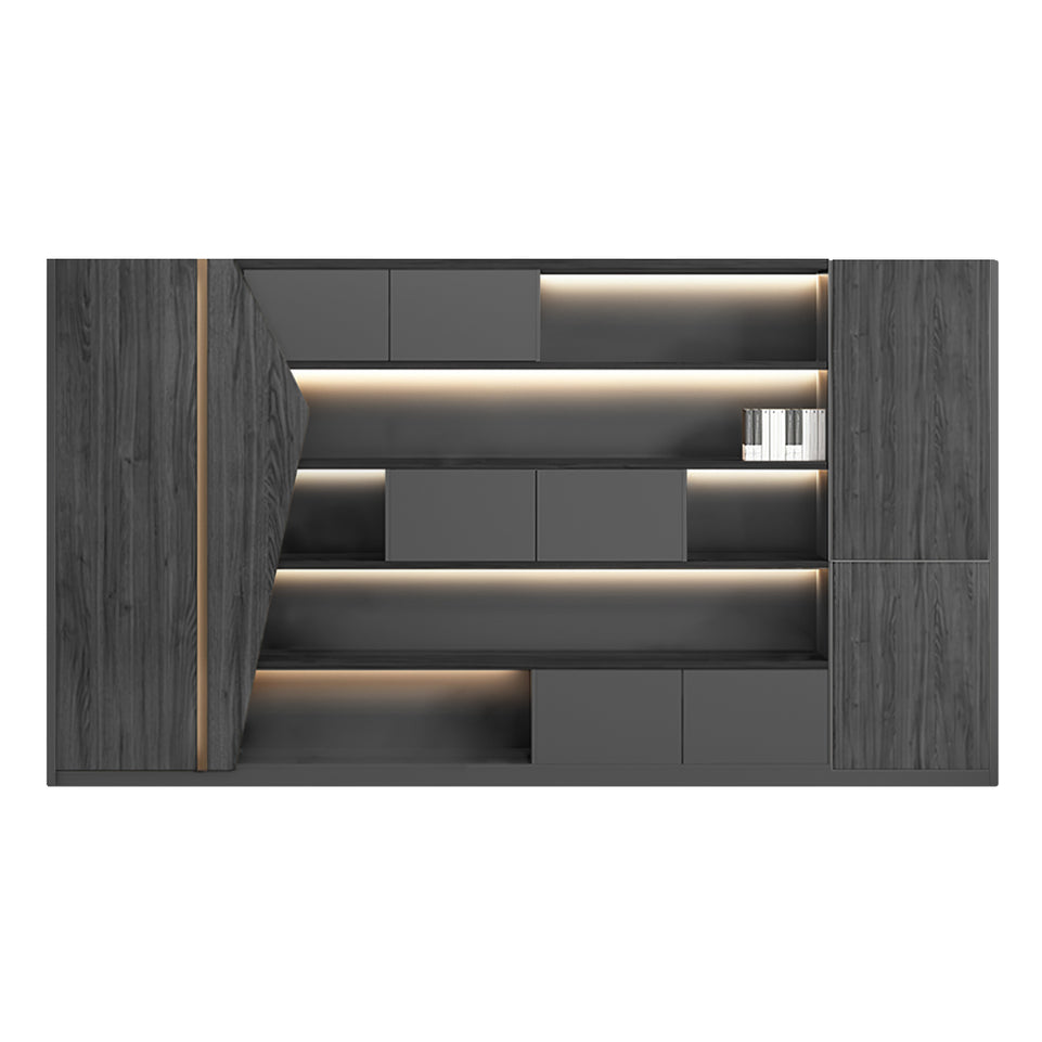 L-Shaped Executive Desk with Cable Management, Built-In Outlets & Side Storage