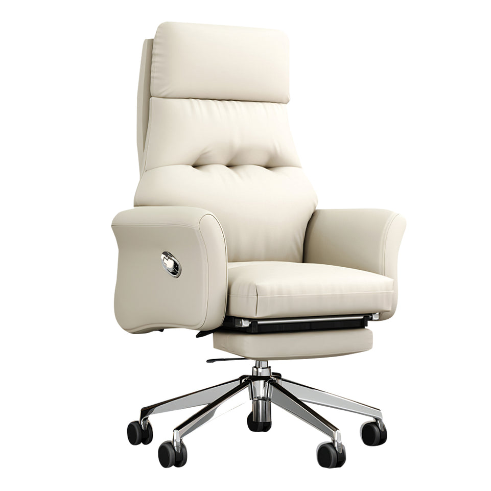L-Shaped Executive Desk with Cable Management, Built-In Outlets & Side Storage