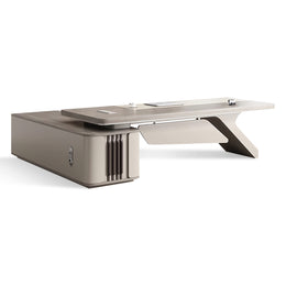 L-Shaped Executive Desk with Cable Management, Built-In Outlets & Side Storage