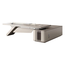 L-Shaped Executive Desk with Cable Management, Built-In Outlets & Side Storage (In Stock)