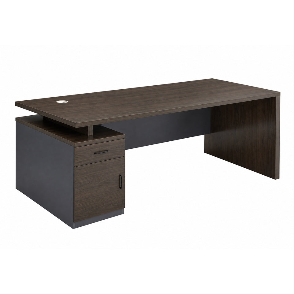 Contemporary 47"–71" L Executive Desk with Thick Durable Desktop, Cable Management System, Privacy Front Panel & Large Storage Cabinet for Professional Workspaces