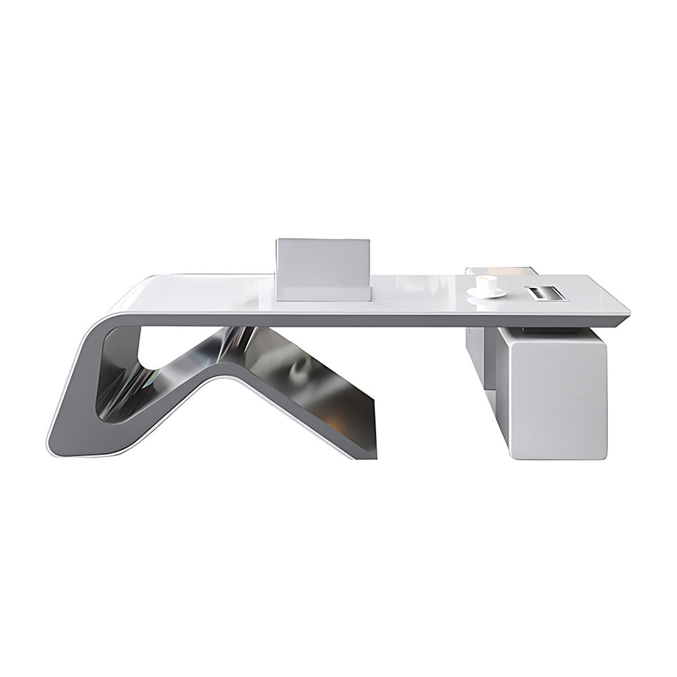 Stylish and Modern White Lacquered Executive Office Desk Boss Desk LBZ-7226 (Sale Event)