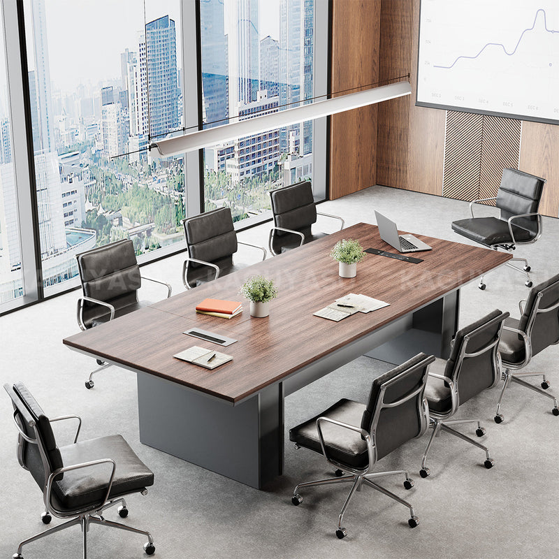 Rectangular Conference Table 94 in Wide (7.8 ft) with Built-In Outlets & Cable Management