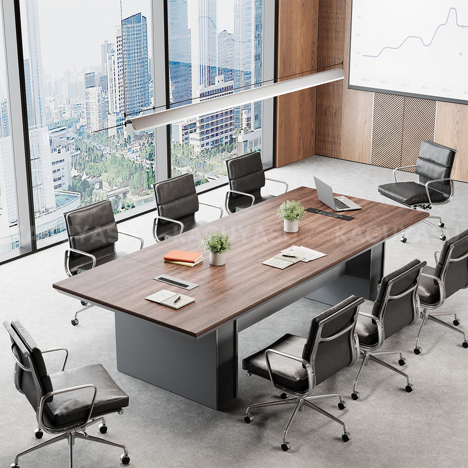 Rectangular Conference Table 94 in Wide (7.8 ft) with Built-In Outlets & Cable Management