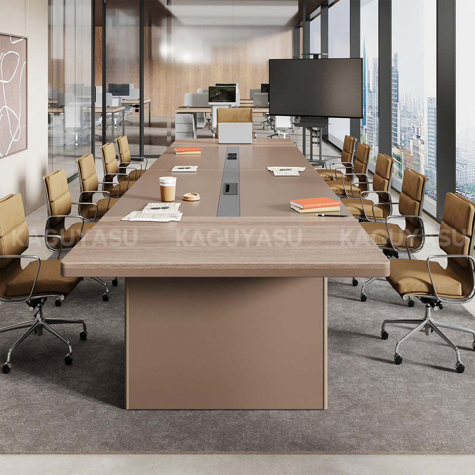 Rectangular Conference Table 142 in Wide (11.8 ft) with Cable Management & Dual-Tone