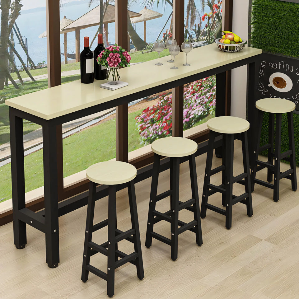 High Rectangle Bar Table and Chairs Set with Footrest for Commercial and Business Use BTZ-001