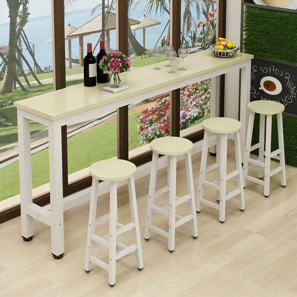 High Rectangle Bar Table and Chairs Set with Footrest for Commercial and Business Use BTZ-001