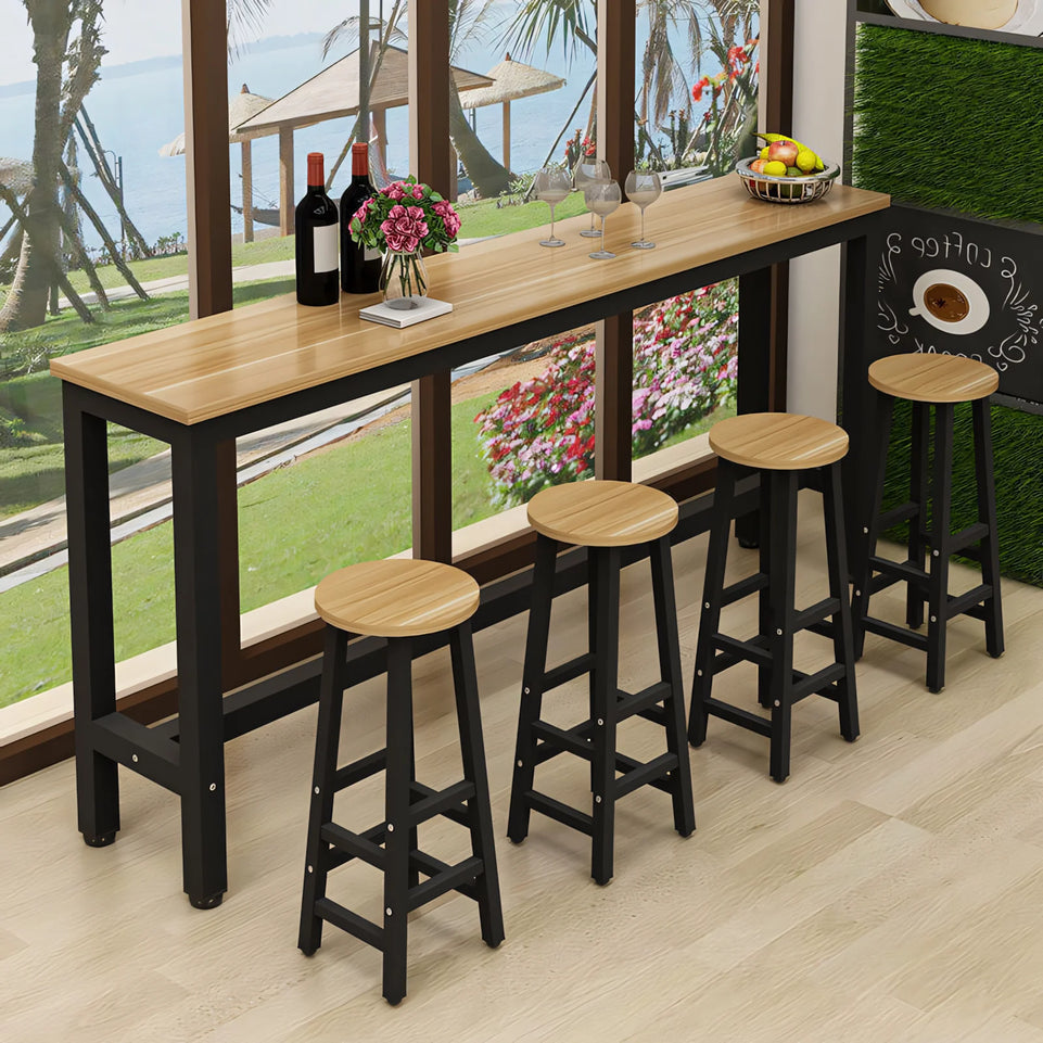 High Rectangle Bar Table and Chairs Set with Footrest for Commercial and Business Use BTZ-001