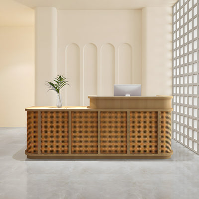 Vintage Minimalist Reception Desk Rattan Storage Keyboard Tray JDT-2295（In Stock）
