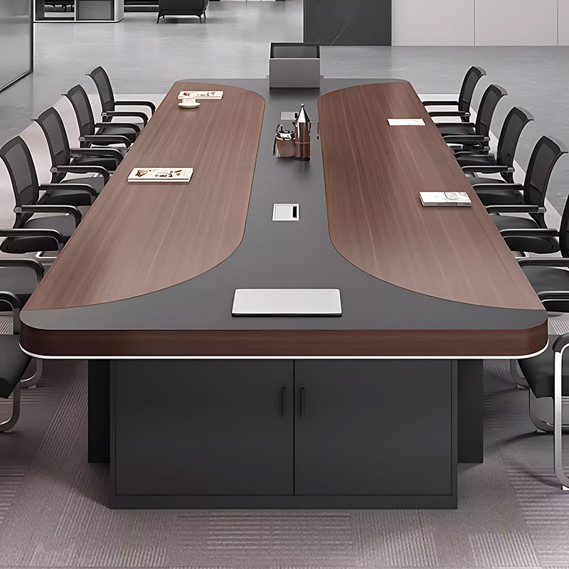Modern Conference Table 79-315 in Wide (6.6-26.2 ft) with Cable Management & Side Storage (In Stock)
