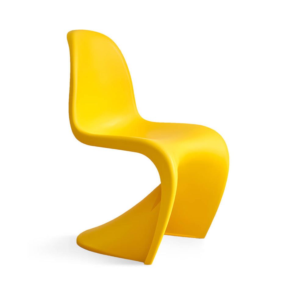 Minimalist S-Shaped plastic dining chair front view