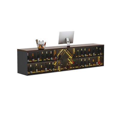 L-shaped Reception Counter with LED Lights and Display Window for Bar and BBQ Restaurant JDT-1013