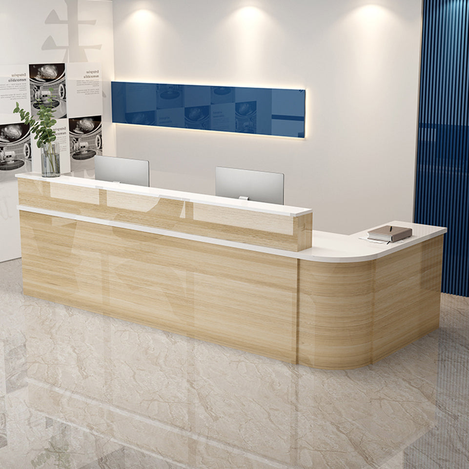 Minimalist L-Shaped Reception Desk with Lockable Drawers for Offices and Salons JDT-1038