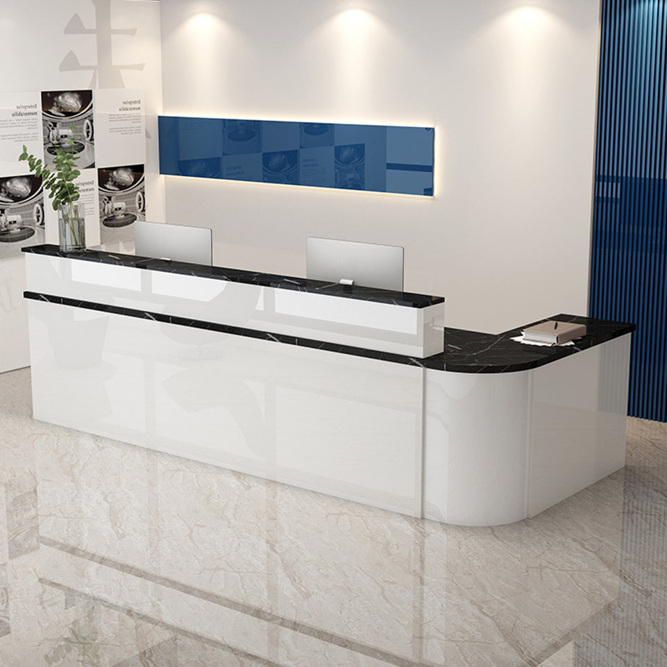 Minimalist L-Shaped Reception Desk with Lockable Drawers for Offices and Salons JDT-1038