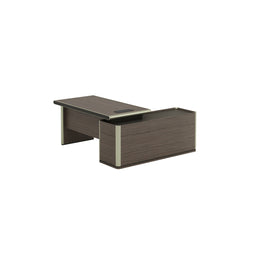 L-Shaped Executive Desk with Lockable, File Drawers & Lumbar Support for Home Office