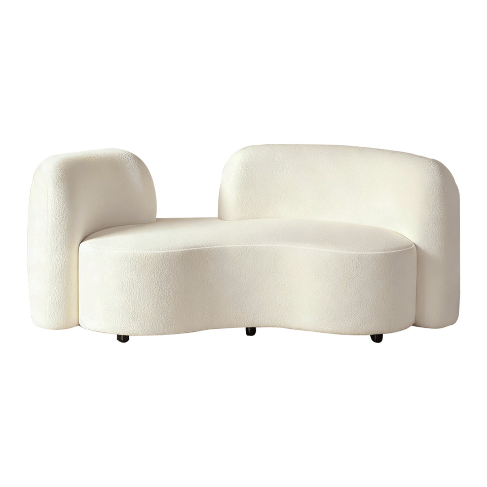 Comfy White Lambswool Sofa with Curved Backrest for Living Room BSF-0002（In Stock）