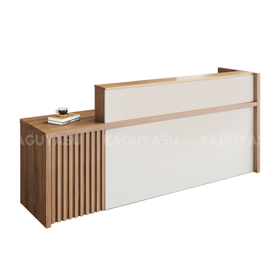 Salon Reception Desk 71-94 in Wide with Cable Management, Lockable & Lumbar Support