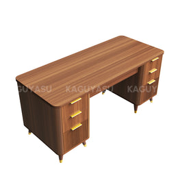 Modern 65" L Office Desk with Rounded Corners, Privacy Front Panel, Elevated Legs & Multi-drawer Storage for Professional Workspaces