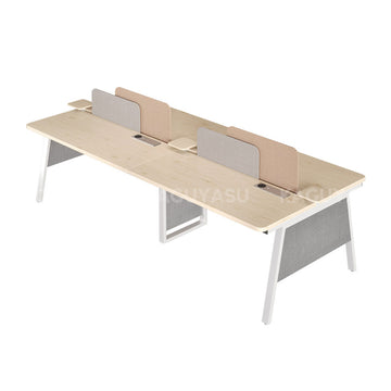 Professional 110" L 4-person Office Workstation Desk with Multifunctional Cable Box, Fabric Privacy Panels & Reinforced Fabric Panel Legs for Collaborative Workspaces