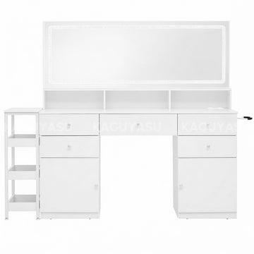 File Cabinet 55 in Tall with LED Mirror, File Drawers & Built-In Outlets for Office