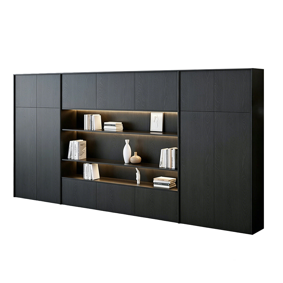 Luxury Electric Executive Desk with Pop-up Power Box, Spacious Lift-top Workspace & Large Storage Cabinet for Modern Offices (110–126")