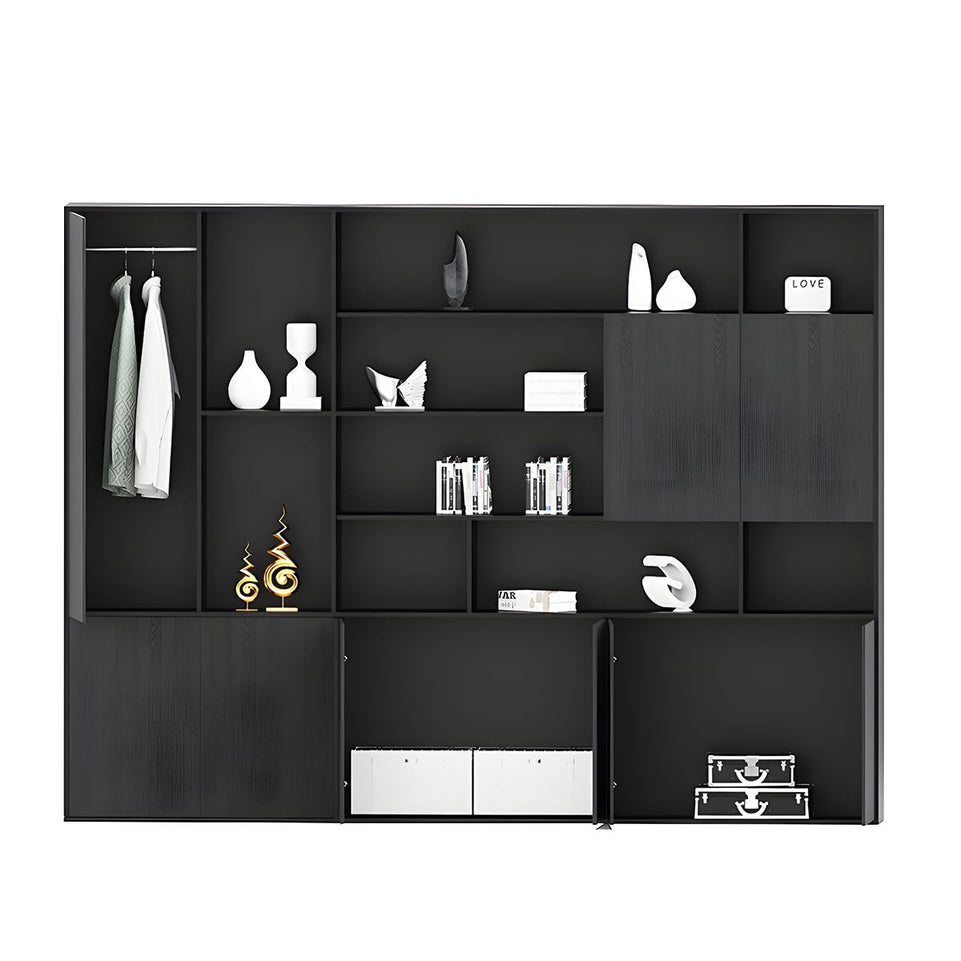 Luxury Contemporary Executive Desk with Smart Power Outlet, Diamond-cut Thick Top & Large Storage Cabinet for Modern Offices (55–87")