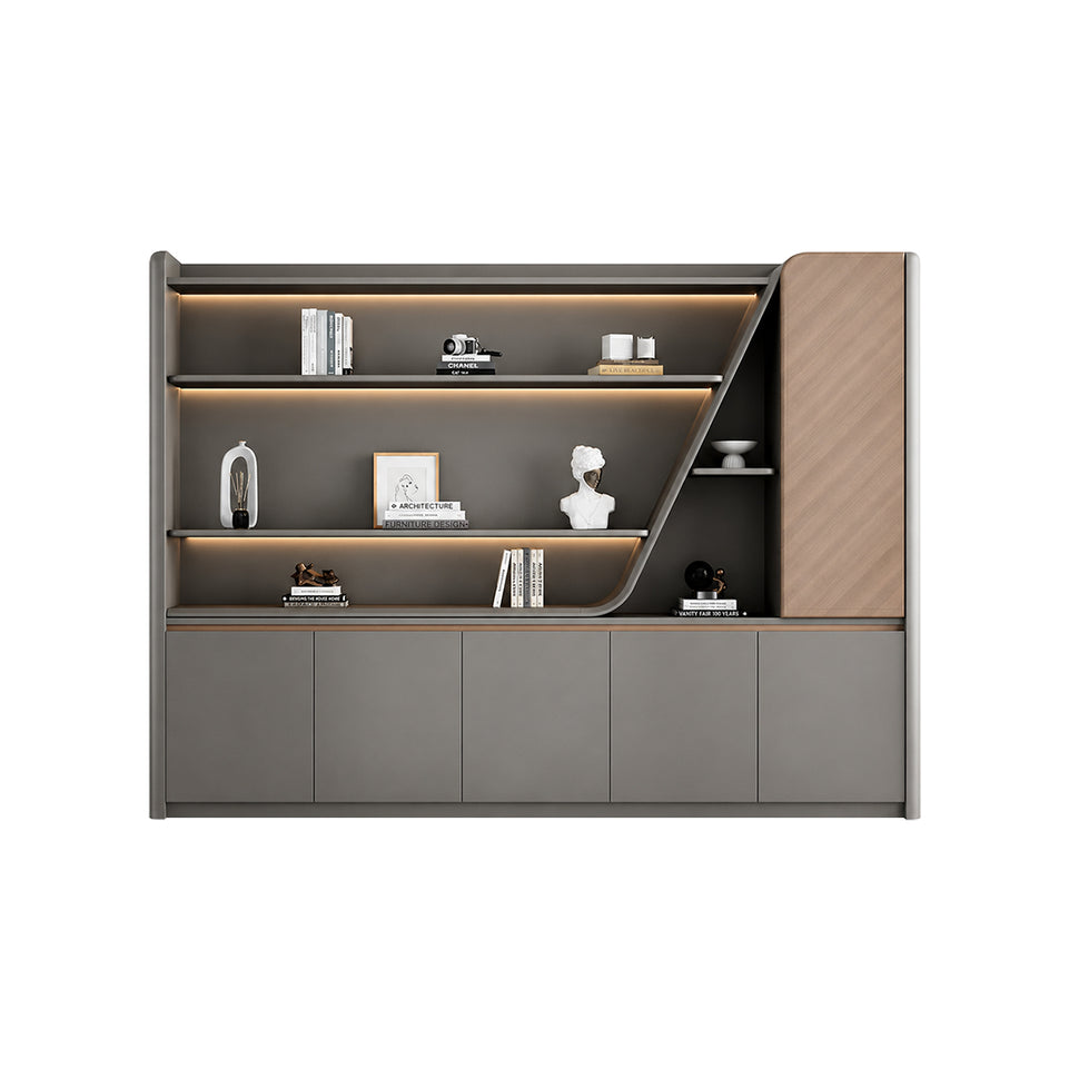 Modern L-shaped Executive Desk with Side Cabinet and Privacy Panel