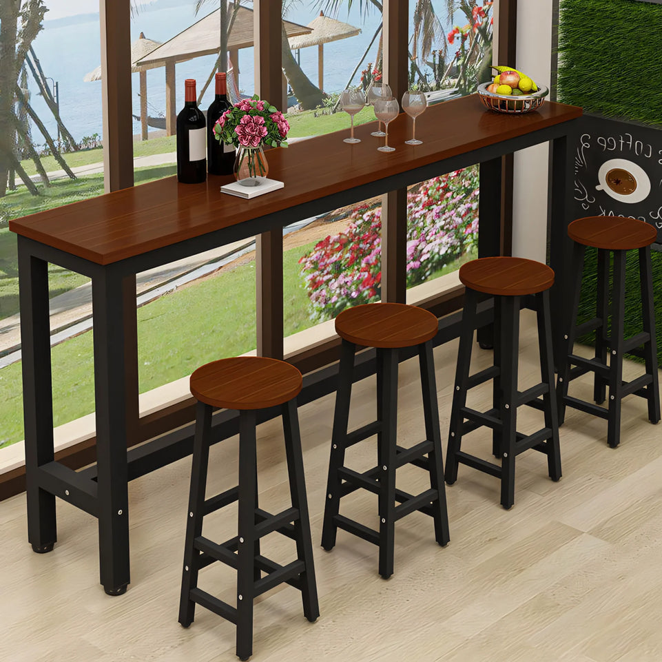 High Rectangle Bar Table and Chairs Set with Footrest for Commercial and Business Use BTZ-001