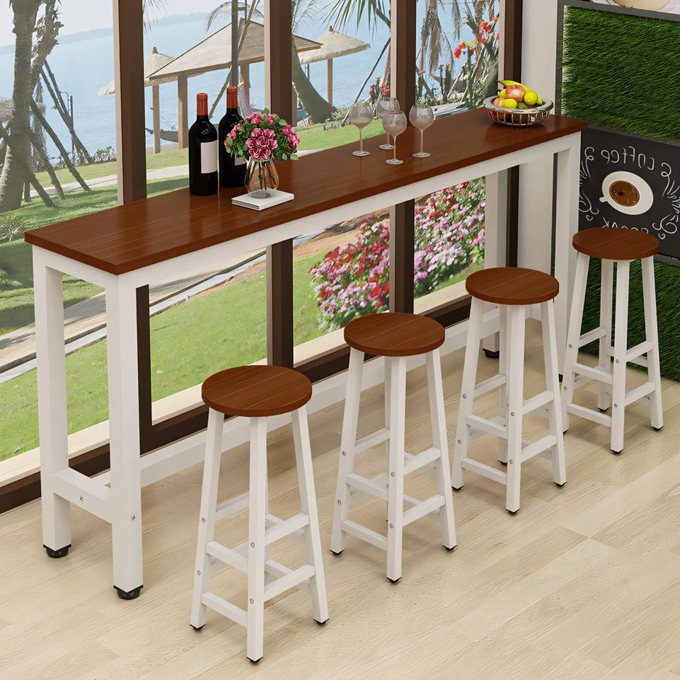 High Rectangle Bar Table and Chairs Set with Footrest for Commercial and Business Use BTZ-001