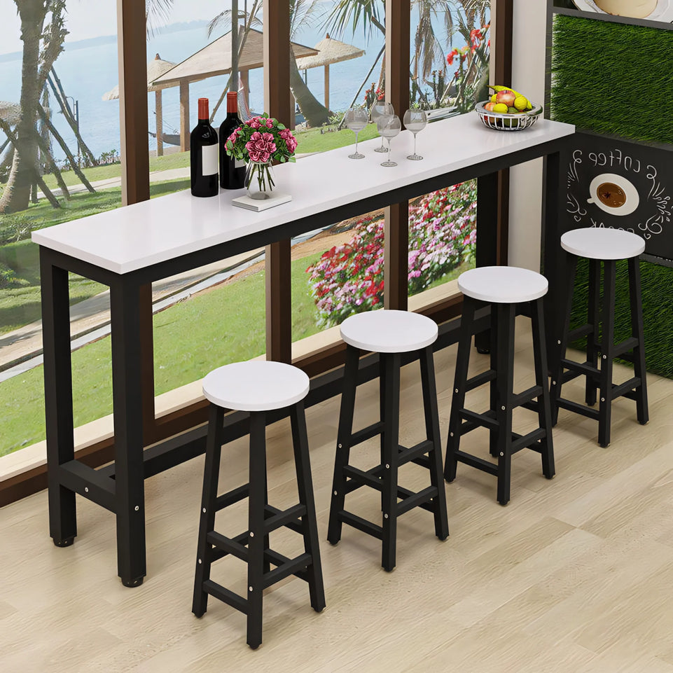 High Rectangle Bar Table and Chairs Set with Footrest for Commercial and Business Use BTZ-001