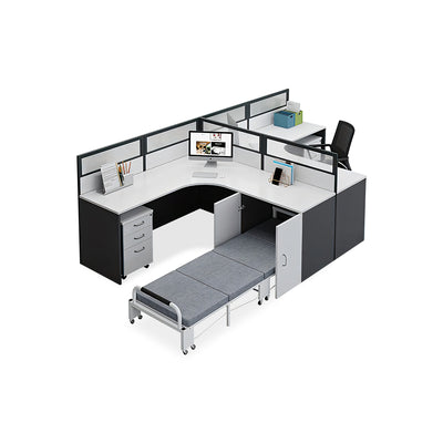 Classic Office Computer Desk with Folding Bed Storage Cabinet Large Capacity YGZ-10106