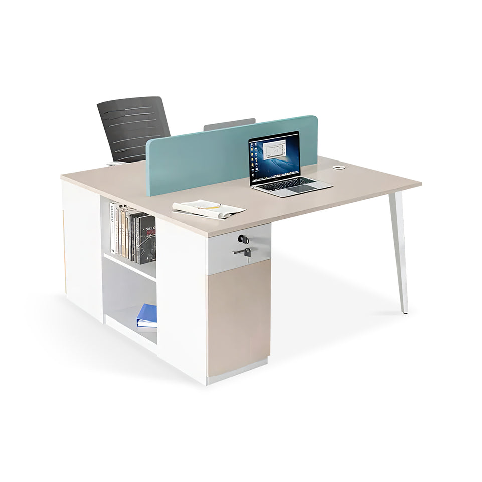 Stylish Office Desk with Top Panel with Locking Locker Employee Desk YGZ-10107