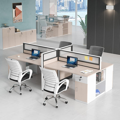 Stylish Office Desk with Top Panel with Locking Locker Employee Desk YGZ-10107