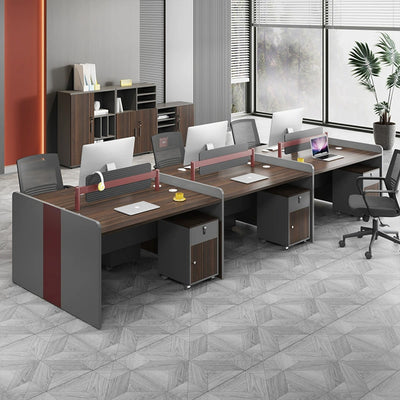 Classic Computer Desk Modern Design Office Desk Six Person Staff Desk with Contrast Color Screen YGZ-10114