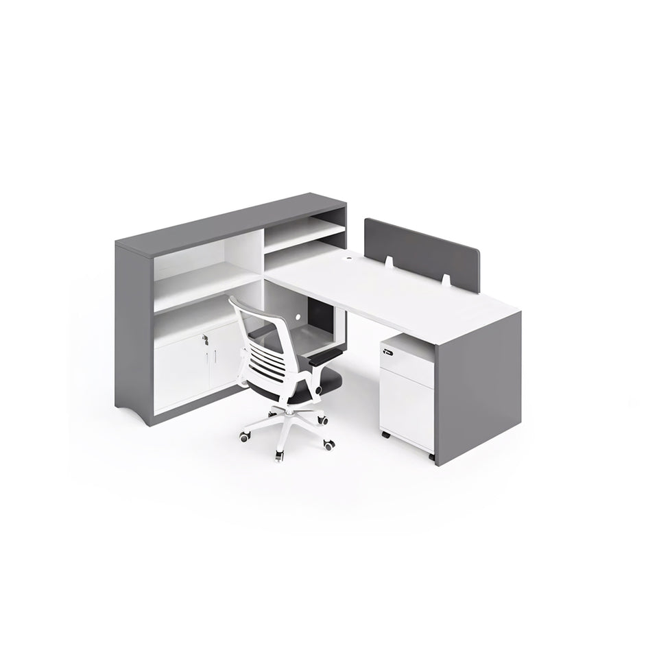 Contemporary Office Solution Simple and Modern Double Staff Desk and Cabinet YGZ-1011