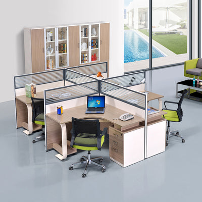 L Shaped Corner Office Computer Desk Four Person Desk YGZ-1071