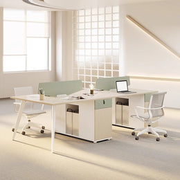 Modern Office Desk with Built-In Outlets, Cable Management & Lockable for Home Office