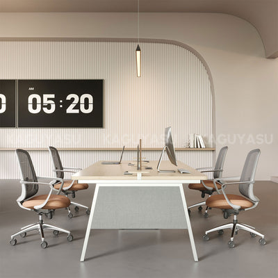 Professional 110" L 4-person Office Workstation Desk with Multifunctional Cable Box, Fabric Privacy Panels & Reinforced Fabric Panel Legs for Collaborative Workspaces