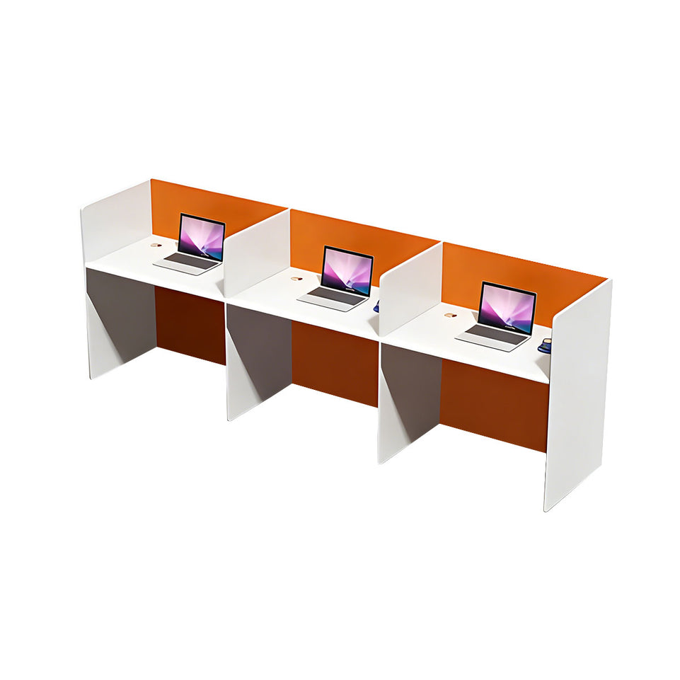 Modern Staff Office Desk with Privacy Dividers and Individual CPU Compartments BGZ-2099