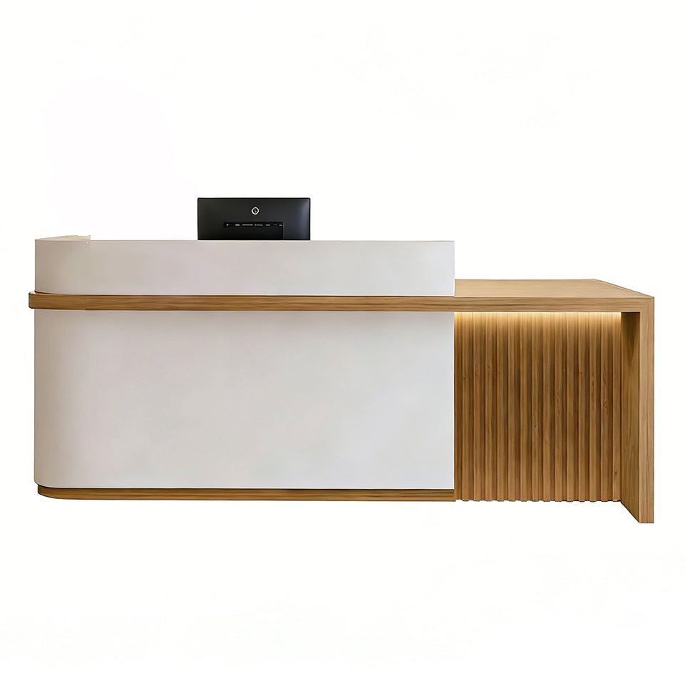 Curved Reception Desk 47-157 in Wide with Transaction Counter for Salon
