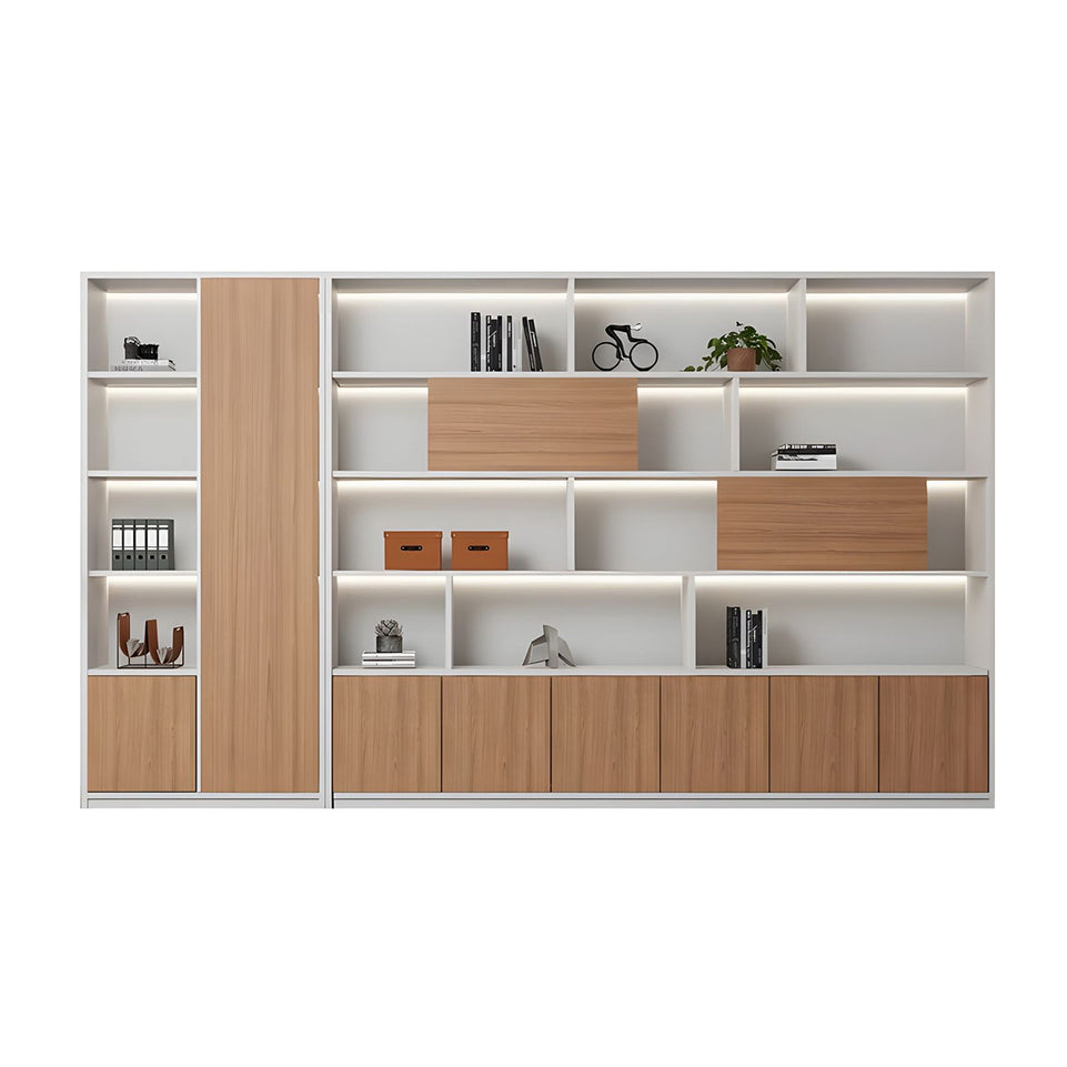 Contemporary Executive Spacious Wooden Office File Cabinet with Hidden Storage and Press-to-Open Doors WJG-2179